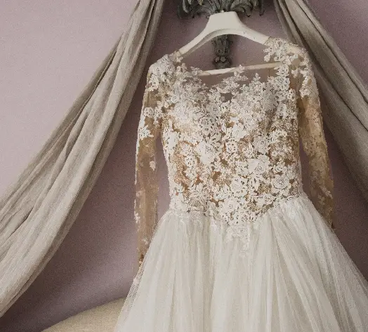 Wedding dress and accessory protection Wedding dress hanging with veil