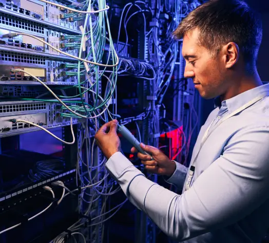Cyber Insurance for Business Protection IT professional securing a network