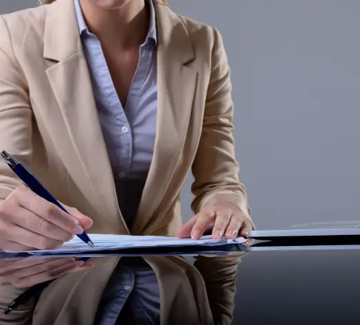 Legal Liability Coverage for Executives Businesswoman signing legal protection coverage