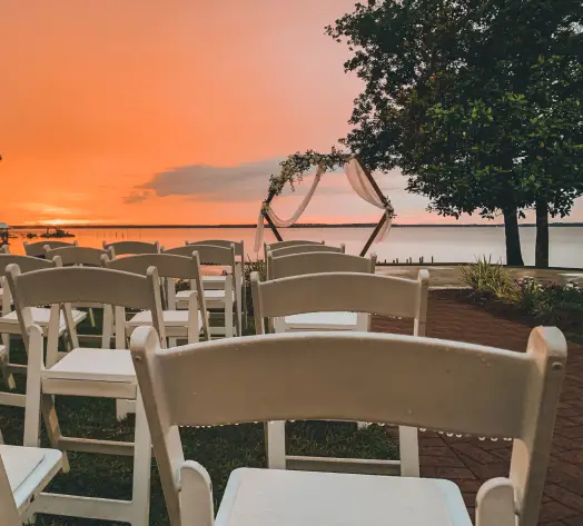 wedding-event Outdoor wedding setup at sunset